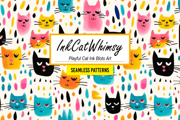 Download InkCatWhimsy - Playful Cat Ink Blots Art - Premium Resources